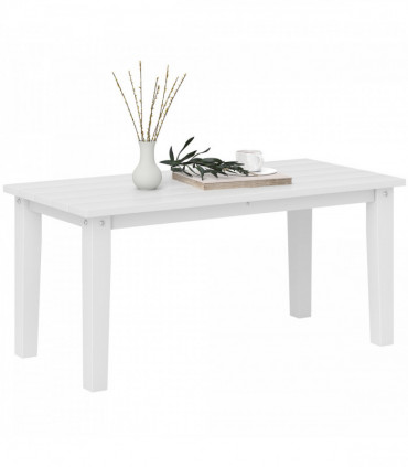 Outsunny HDPE Rectangle Garden Coffee Table, Slatted Outdoor Table, White