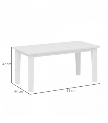 Outsunny HDPE Rectangle Garden Coffee Table, Slatted Outdoor Table, White