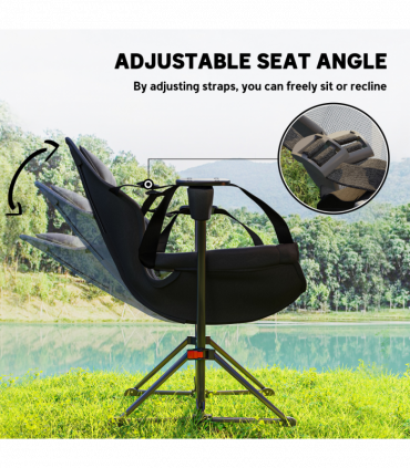 Outsunny Hammock Camping Chair Set of 2, Adjustable Back Camp Chair, Black