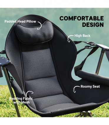 Outsunny Hammock Camping Chair Set of 2, Adjustable Back Camp Chair, Black