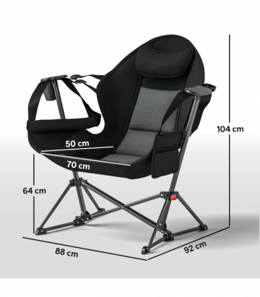 Outsunny Hammock Camping Chair Set of 2, Adjustable Back Camp Chair, Black