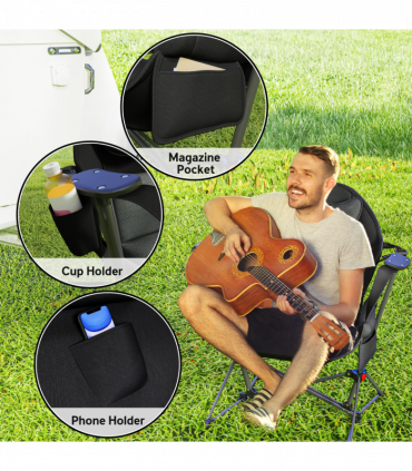 Outsunny Hammock Camping Chair Set of 2, Adjustable Back Camp Chair, Black