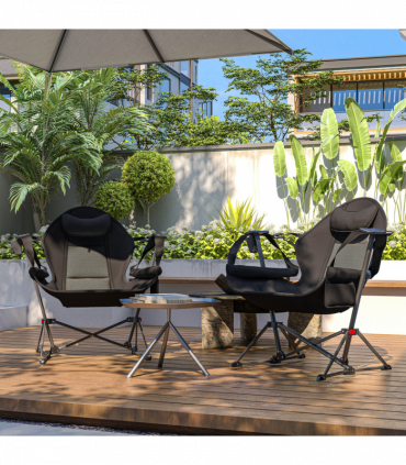 Outsunny Hammock Camping Chair Set of 2, Adjustable Back Camp Chair, Black