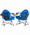 Outsunny Hammock Camping Chair Set of 2, Adjustable Back Camp Chair, Blue