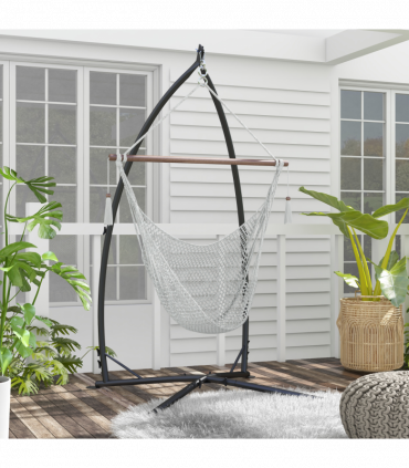 Outsunny Hammock Chair Stand Metal Frame Hammock Stand Only with Chian, Black