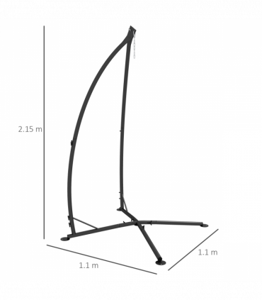 Outsunny Hammock Chair Stand Metal Frame Hammock Stand Only with Chian, Black