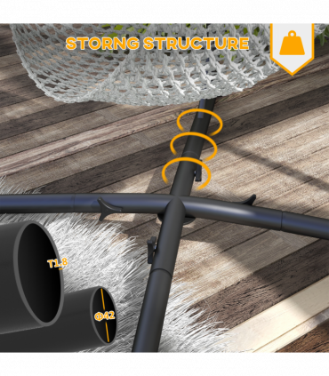 Outsunny Hammock Chair Stand Metal Frame Hammock Stand Only with Chian, Black