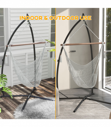 Outsunny Hammock Chair Stand Metal Frame Hammock Stand Only with Chian, Black