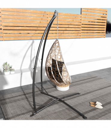 Outsunny Hammock Chair Stand Metal Frame Hammock Stand Only with Chian, Black