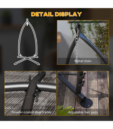 Outsunny Hammock Chair Stand Metal Frame Hammock Stand Only with Chian, Black