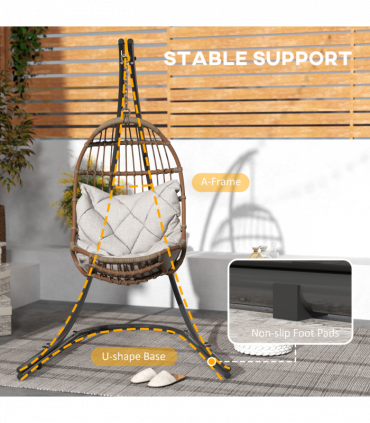 Outsunny Hammock Chair Stand w/ Extra Large Base, Hanging Hammock Stand Only