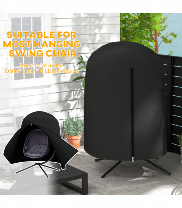 Outsunny Hanging Egg Chair Cover Garden Swing Chair Cover Waterproof, Black