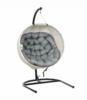 Outsunny Hanging Egg Chair Outdoor Indoor Swing Chair, Folding Basket, Grey