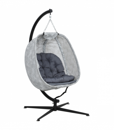 Outsunny Hanging Egg Chair Outdoor Indoor Swing Chair, Folding Basket, Grey