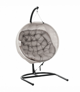 Outsunny Hanging Egg Chair Outdoor Indoor Swing Chair, Folding Basket, Sand