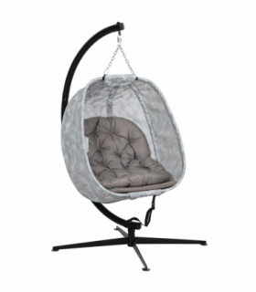 Outsunny Hanging Egg Chair Outdoor Indoor Swing Chair, Folding Basket, Sand