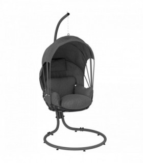 Outsunny Hanging Egg Chair w/ Stand Retractable Canopy, Grey