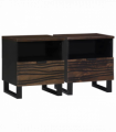 vidaXL Bedside Cabinet 2 pcs Walnut 40 x 33 x 46 cm Solid mango wood