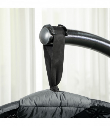 Outsunny Hanging Swing Chair w/ Metal Stand & Side Pocket, Charcoal Grey