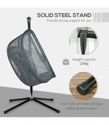 Outsunny Hanging Swing Chair w/ Thick Cushion, Patio Hanging Chair, Dark Grey