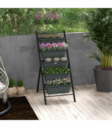 Outsunny Indoor Outdoor Vertical Raised Garden Bed with 5 Removable Tray