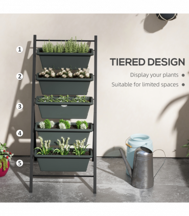 Outsunny Indoor Outdoor Vertical Raised Garden Bed with 5 Removable Tray