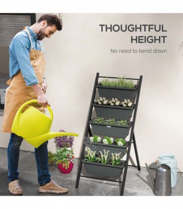 Outsunny Indoor Outdoor Vertical Raised Garden Bed with 5 Removable Tray
