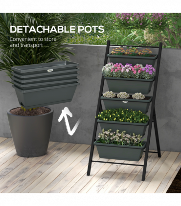 Outsunny Indoor Outdoor Vertical Raised Garden Bed with 5 Removable Tray