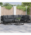 Garden Sofa Set with Cushion 7 pcs Black Aluminium