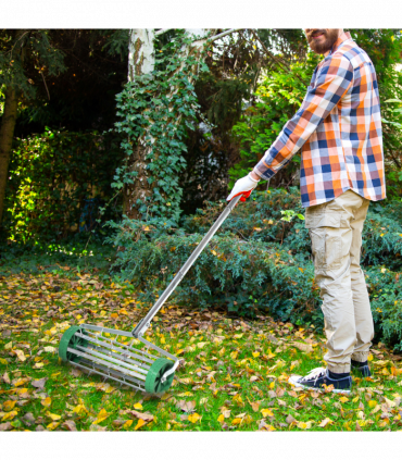Outsunny Lawn Aerator Roller-Green/Silver