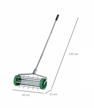 Outsunny Lawn Aerator Roller-Green/Silver