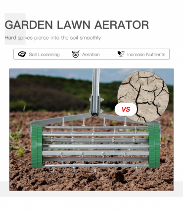 Outsunny Lawn Aerator Roller-Green/Silver