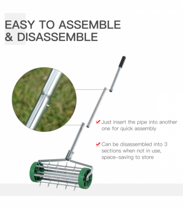 Outsunny Lawn Aerator Roller-Green/Silver
