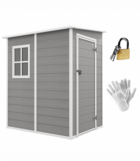 Outsunny Lean to Garden Shed 4'x5' Plastic Tool Storage House w/ Lockable Door
