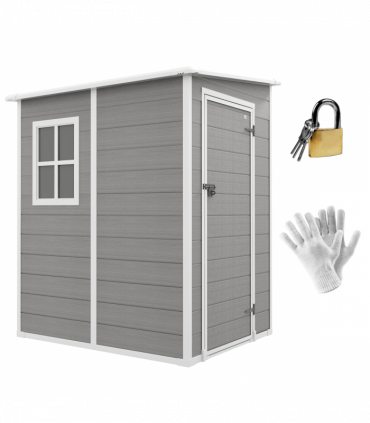 Outsunny Lean to Garden Shed 4'x5' Plastic Tool Storage House w/ Lockable Door