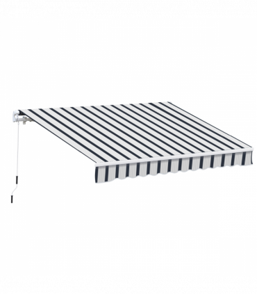 Outsunny Manual Retractable Awning, 4x3 m-Blue/White