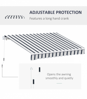 Outsunny Manual Retractable Awning, 4x3 m-Blue/White