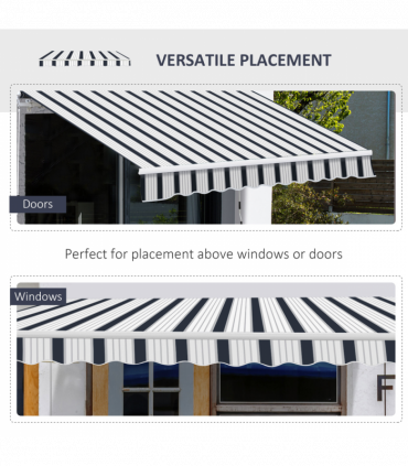 Outsunny Manual Retractable Awning, 4x3 m-Blue/White