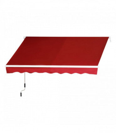 Manual Retractable Sun Shade Patio Awning Deck Canopy Shelter, 2.5mx2m-Dark Red