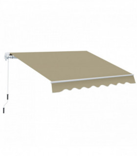 Manual Retractable Awning Cream 250cm x 200cm x 160cm Thick Polyester Canopy