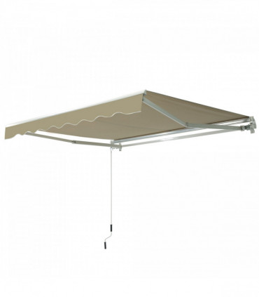 Manual Retractable Awning Cream 250cm x 200cm x 160cm Thick Polyester Canopy