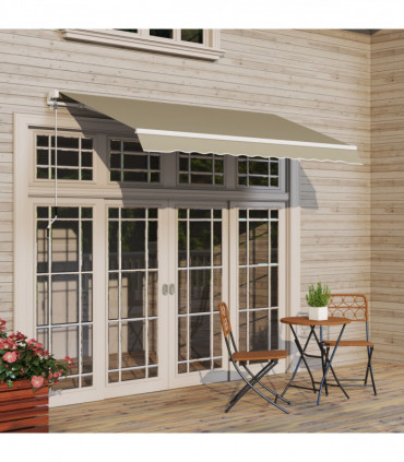 Manual Retractable Awning Cream 250cm x 200cm x 160cm Thick Polyester Canopy
