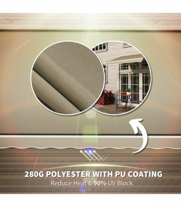 Manual Retractable Awning Cream 250cm x 200cm x 160cm Thick Polyester Canopy