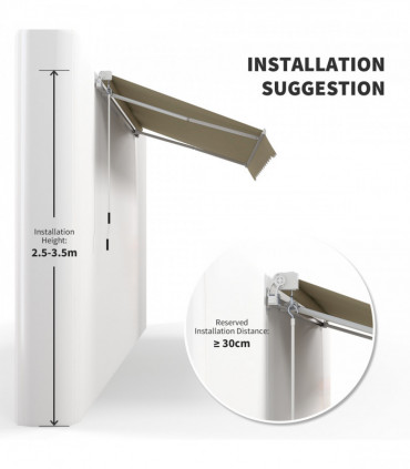 Manual Retractable Awning Cream 250cm x 200cm x 160cm Thick Polyester Canopy