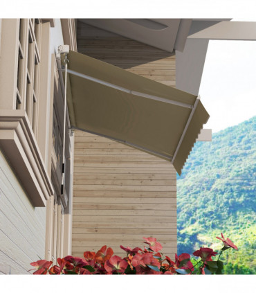 Manual Retractable Awning Cream 250cm x 200cm x 160cm Thick Polyester Canopy