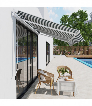 Retractable Awning, 2.5x2 m-Dark Green/White