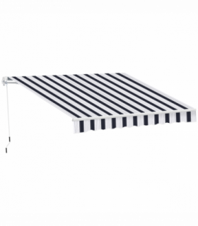 Retractable Awning, 2.5x2 m-Blue/White Strips