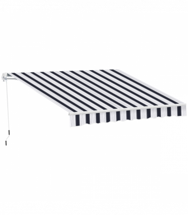 Retractable Awning, 2.5x2 m-Blue/White Strips
