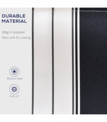 Retractable Awning, 2.5x2 m-Blue/White Strips