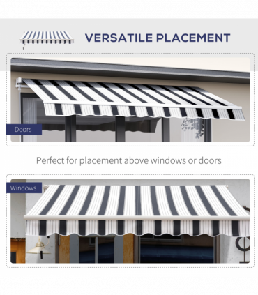 Retractable Awning, 2.5x2 m-Blue/White Strips